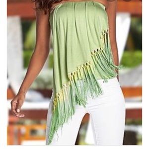 Tube top fringe shirt
